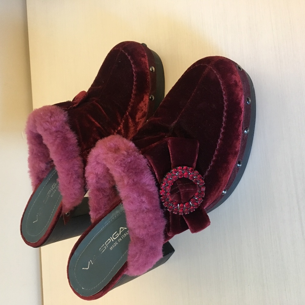 Via Spiga velvet clogs